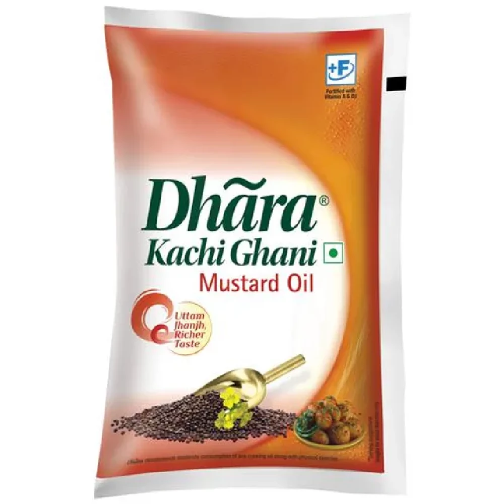 Dhara Oil - Mustard (Kachi Ghani), 1 L Pouch-1.webp